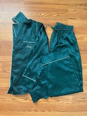 Show Me Your MuMu Teal Satin Pajama Set